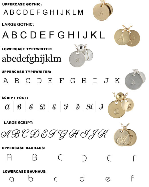 Font choices for initial charms