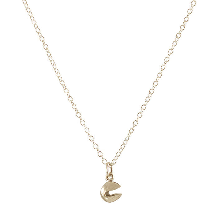 Gold fortune cookie charm necklace
