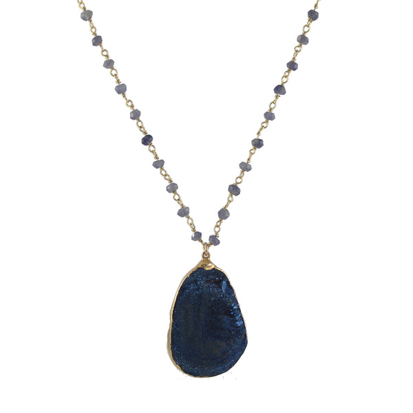 Deep Blue Druzy Necklace #2