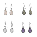 Simple Teardrop gemstone earrings silver