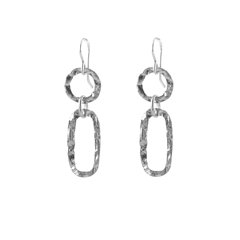 Hammered Link Earrings in silver