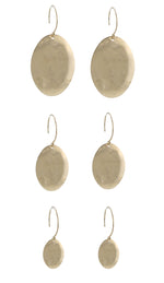 Hammered Oval Earrings, gold