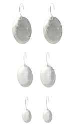 Hammered Oval Earrings, sterling