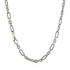Heavy mixed link necklace, sterling silver