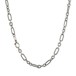 Heavy mixed link necklace, sterling silver