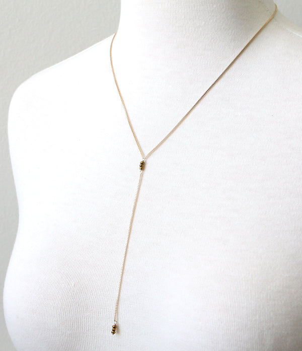 Hematite Lariat Necklace, detail