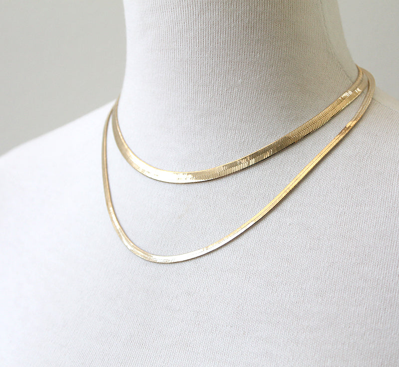 Amour Herringbone Chain Necklace In Yellow Plated Sterling Silver, 16 In  JMS008891 - Jewelry - Jomashop