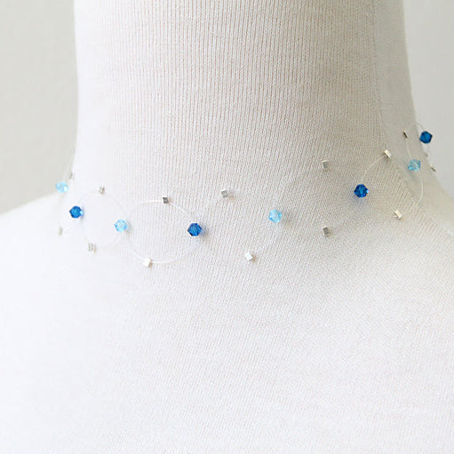 Blue Floating Illusion Choker Necklace