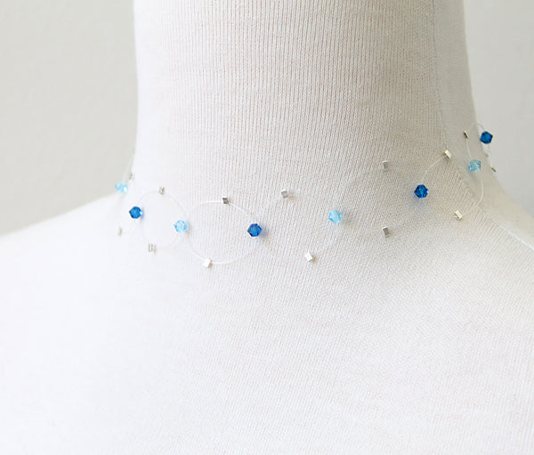 Blue Floating Illusion Choker Necklace