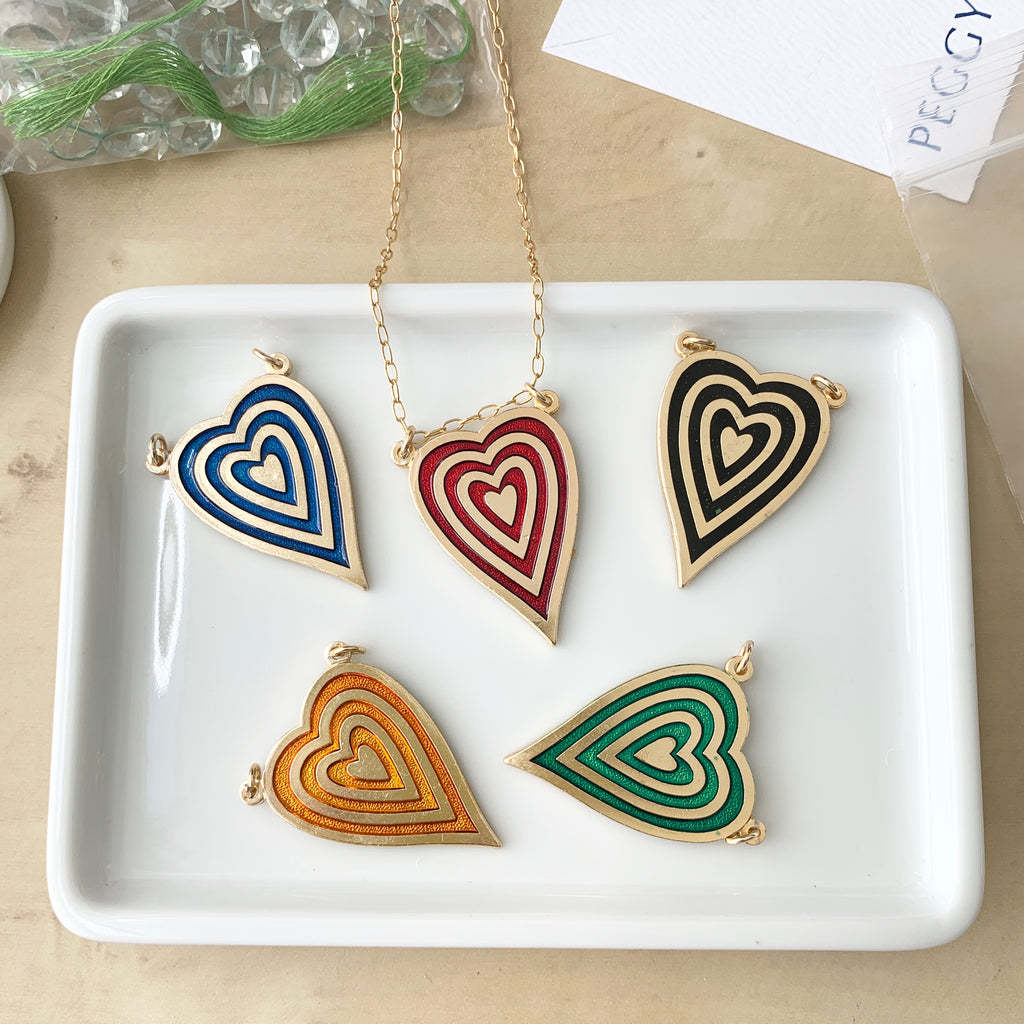 Vintage Stripe Heart Pendants