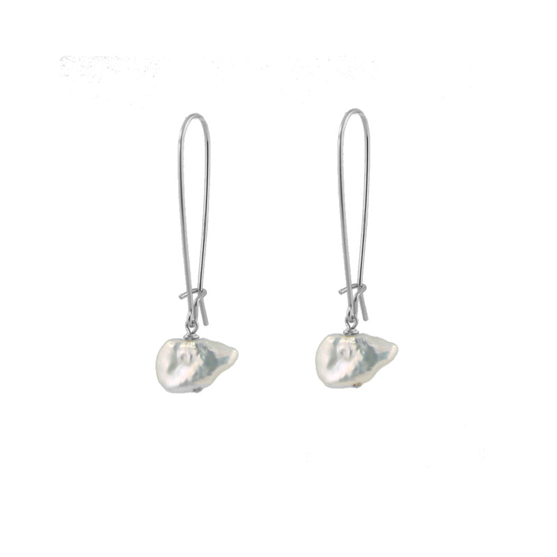 Keshi Pearl Drop Earrings sterling silver