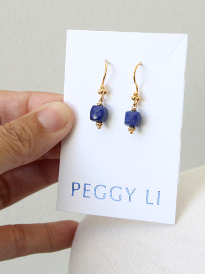 Lapis cubed gemstone earrings