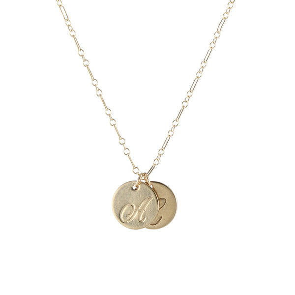 Large Cursive Script Initial Necklace, gold