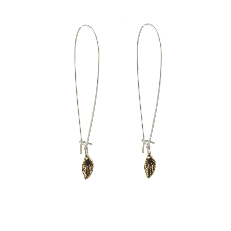 Floating leaf earrings, gold