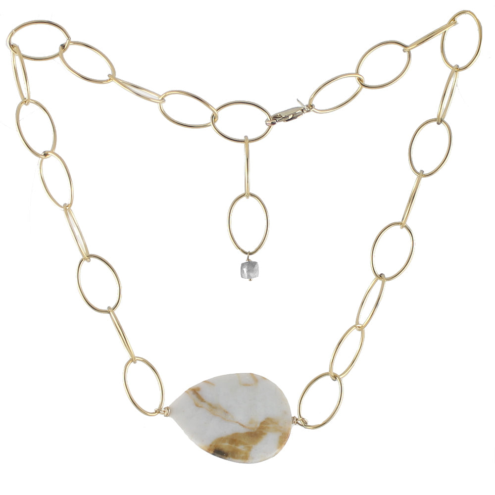 Loopy Necklace - wood opal on 14 gold-filled