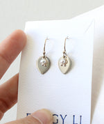 Lotus Pearl Earrings in bronze