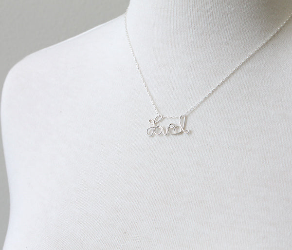 Custom Cursive Word Necklace sterling silver