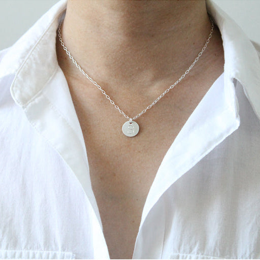 Large Letter Initial Necklace silver worn