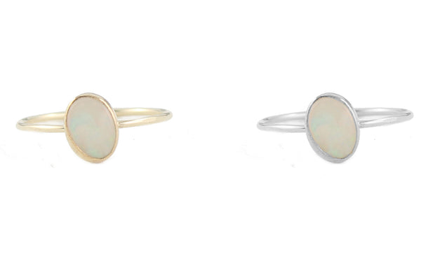 Australian opal ring in oval setting