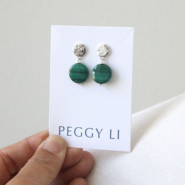 Malachite Dot Earrings