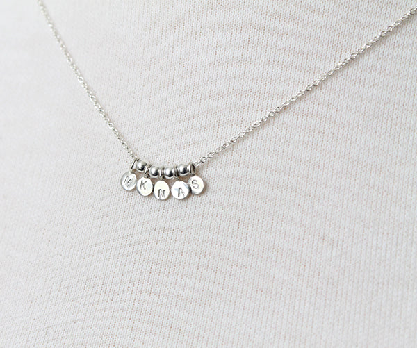 Micro personalized initials necklace with spacers