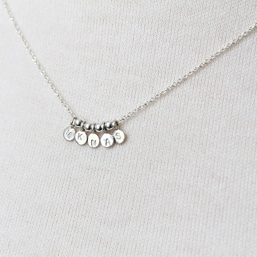 Micro personalized initials necklace with spacers