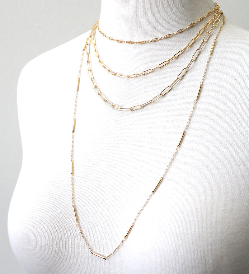 14kt Triple Strand Mixed Chain Necklace - Underwoods Jewelers