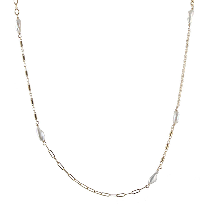 Mixed Chain Pearl Necklace