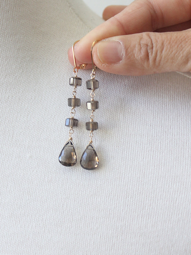 Smoky quartz gem earrings