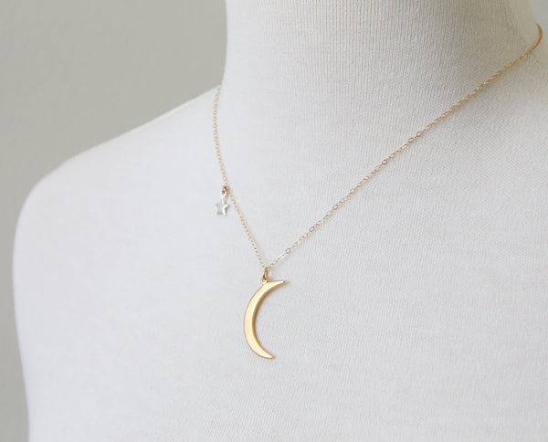 My Moon and Stars Necklace silver and gold