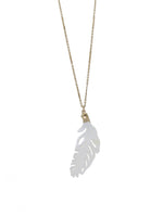 Carved mother of pearl feather necklace