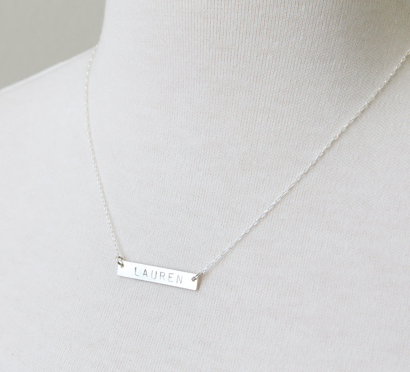 Nameplate Name Necklace in sterling silver