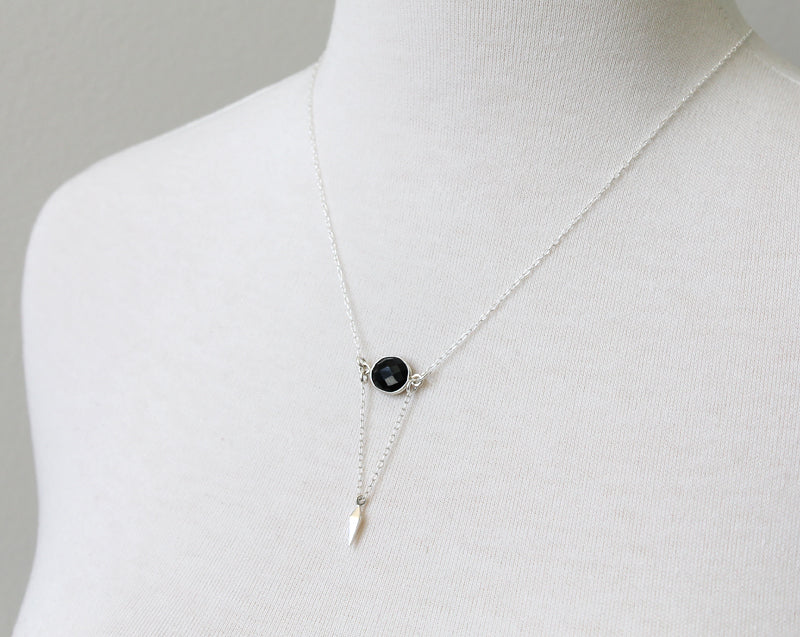 Onyx Point Necklace in sterling silver