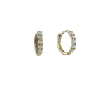 14k Gold Opal Huggie Hoop Earrings