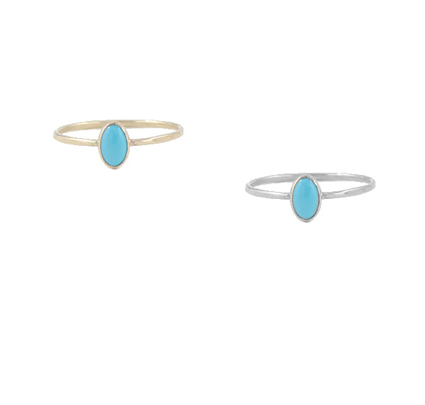 Small oval turquoise rings
