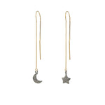 Moon and Star pave diamond ear threads