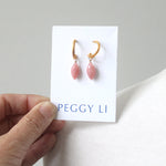 Pink Opal Arch Earrings, gold plate
