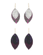 Purple Leather Recycled Earrings