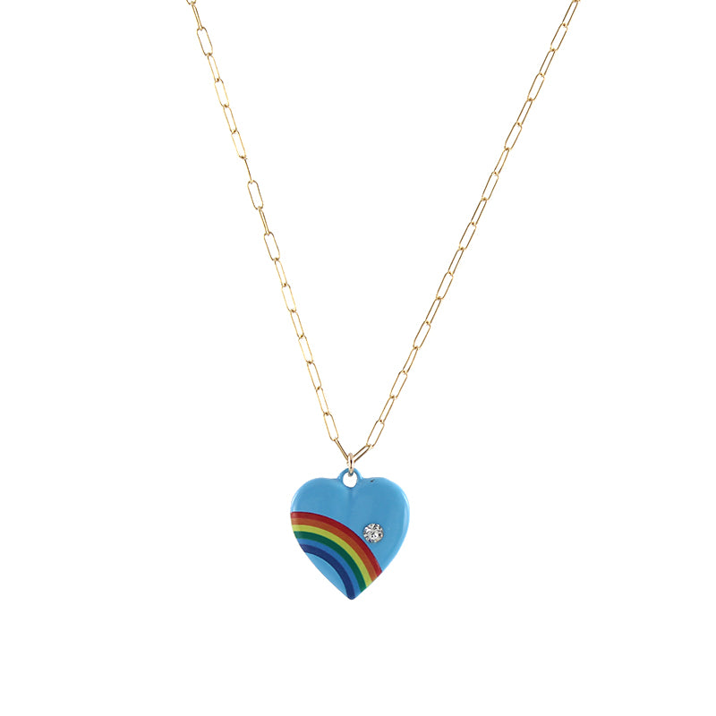 Rainbow Heart Enamel Crystal Charm