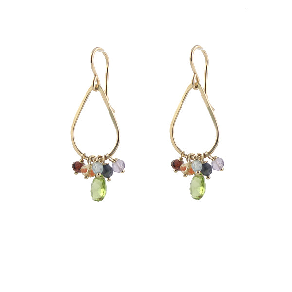 Rainbow gemstone teardrop earrings