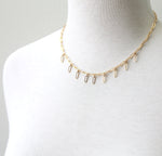 Rectangle Fringe necklace, gold