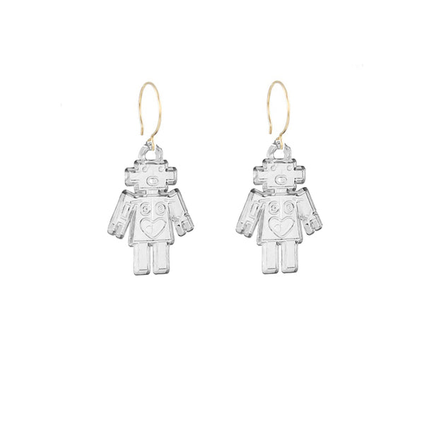 retro robot earrings