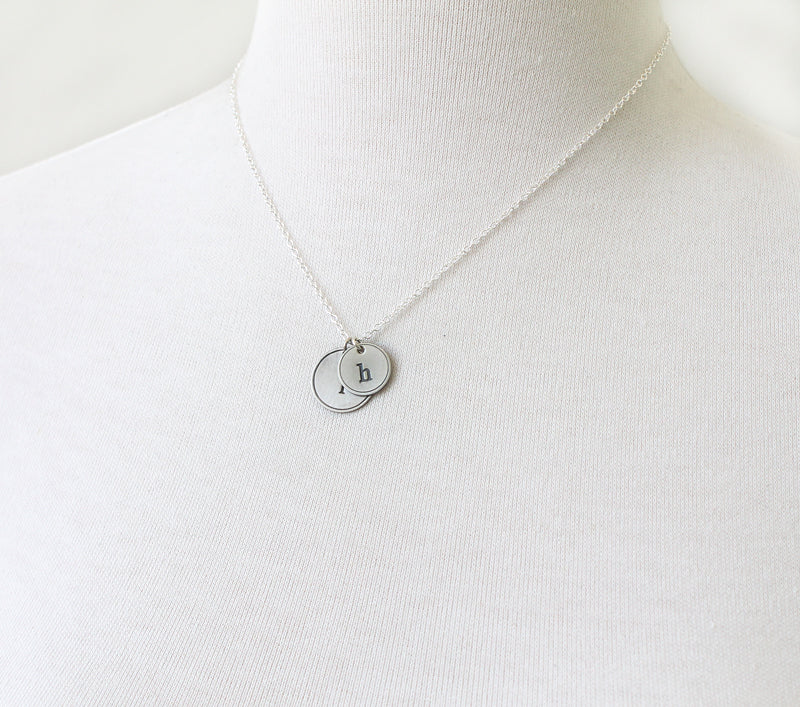 Rimmed Initial Necklace, duo