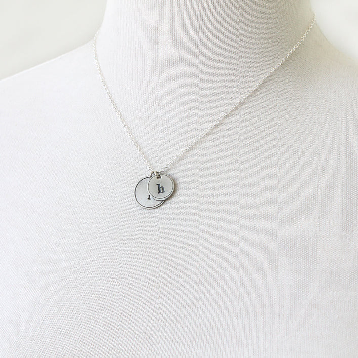 Rimmed Initial Necklace, duo
