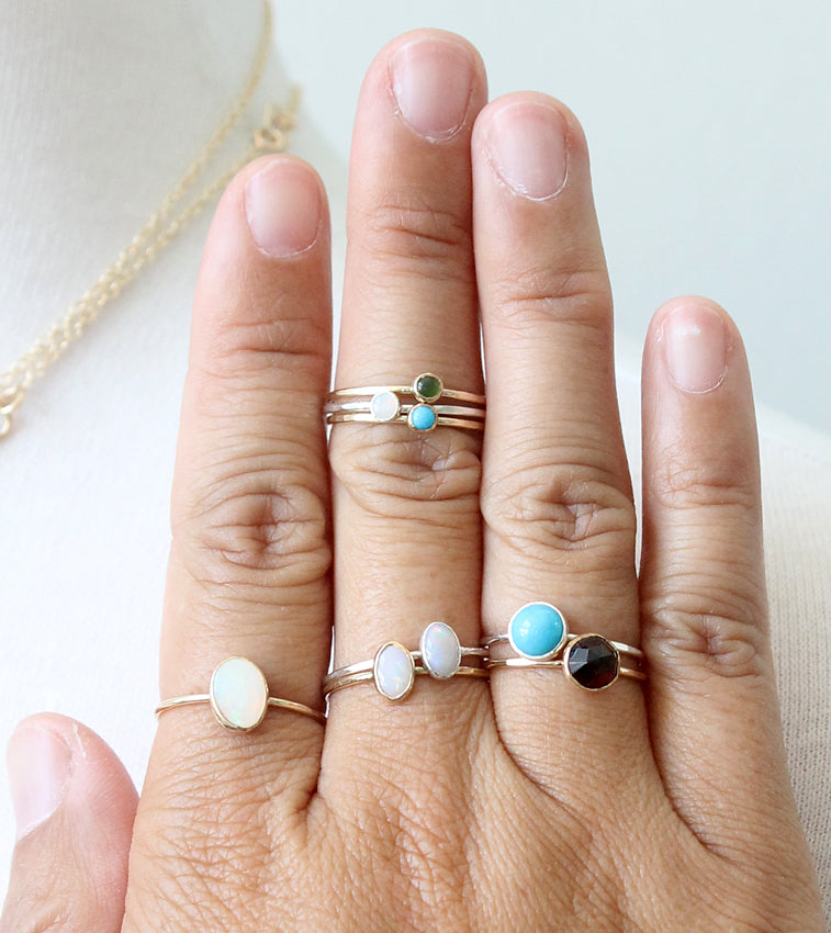 Mixed gemstone rings by Peggy Li Creations