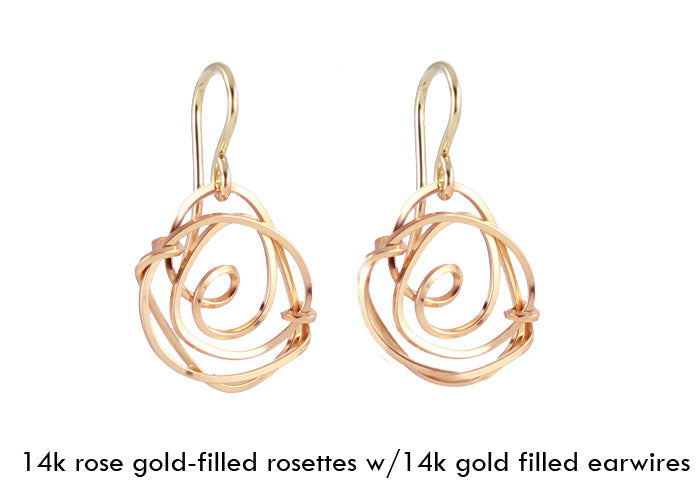 Rose Earrings, rose gold-filled