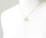 Round Initial Necklace, gold hand stamped