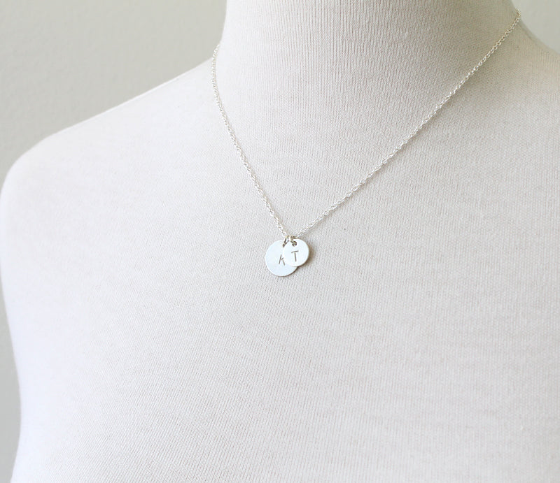Hand Stamped Rectangle Tag Mini Initial Necklace | Eve's Addiction
