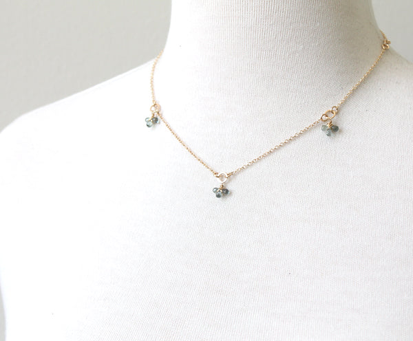 Tiny Gemstone Circlet Necklace, sapphires