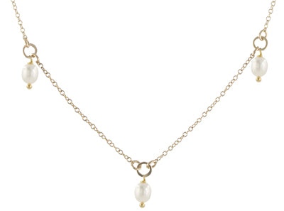 Tiny Gemstone Circlet Necklace, pearl
